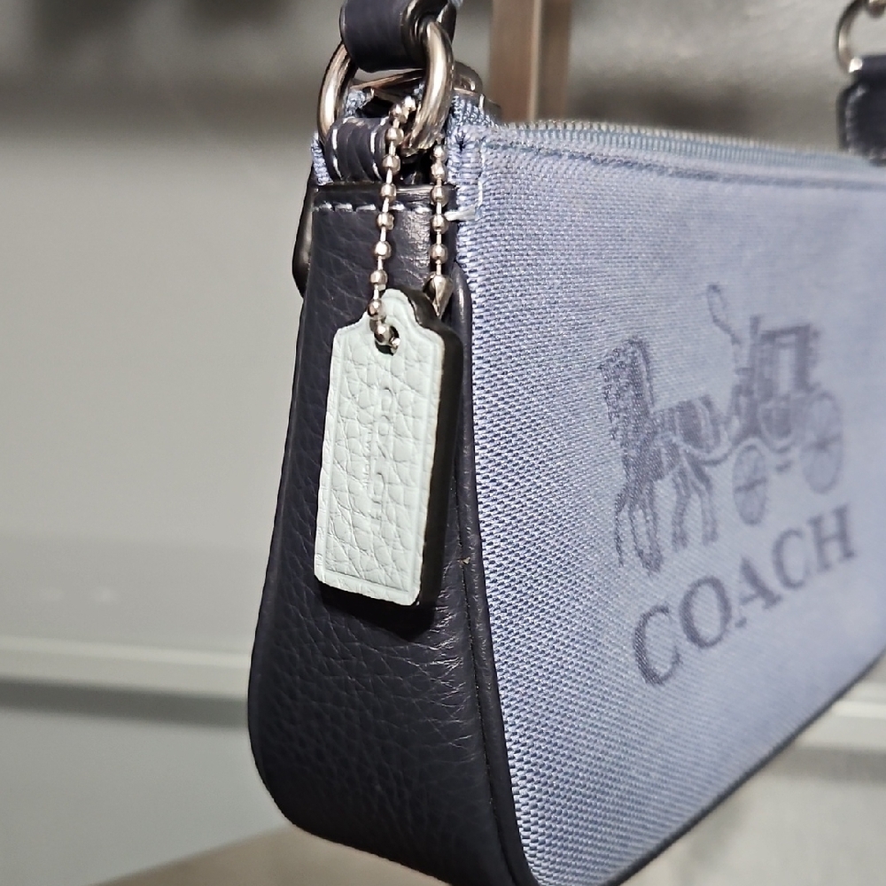 COACH NWT NOLITA 19 STAGE COACH SHAMBRAY Blue Mini with Signature Design - Picture 2 of 10